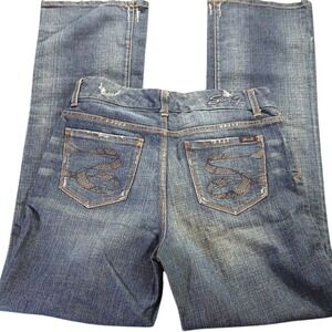 Seven7‎ Bootcut Jeans Medium Wash Distressed Pockets Women's Size 8